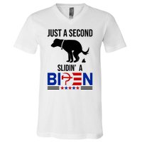 Just A Second Slidin A Biden Funny Dog V-Neck T-Shirt