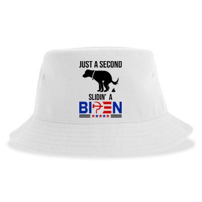 Just A Second Slidin A Biden Funny Dog Sustainable Bucket Hat
