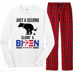 Just A Second Slidin A Biden Funny Dog Long Sleeve Pajama Set