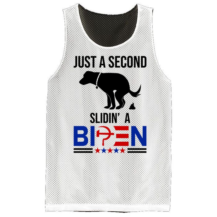 Just A Second Slidin A Biden Funny Dog Mesh Reversible Basketball Jersey Tank