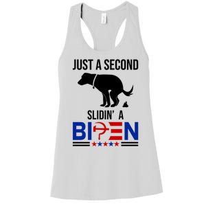 Just A Second Slidin A Biden Funny Dog Women's Racerback Tank