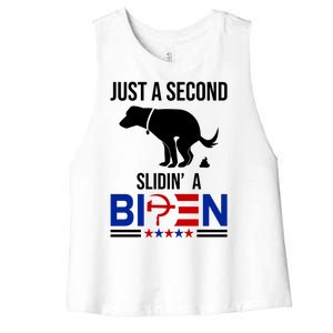 Just A Second Slidin A Biden Funny Dog Women's Racerback Cropped Tank