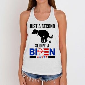 Just A Second Slidin A Biden Funny Dog Women's Knotted Racerback Tank