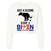 Just A Second Slidin A Biden Funny Dog Cropped Pullover Crew
