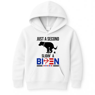 Just A Second Slidin A Biden Funny Dog Kids Hoodie
