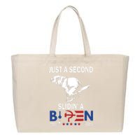 Just A Second Slidin A Biden Cotton Canvas Jumbo Tote