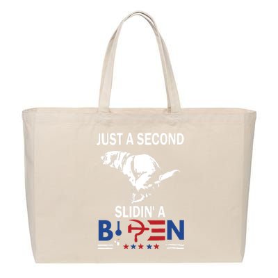 Just A Second Slidin A Biden Cotton Canvas Jumbo Tote