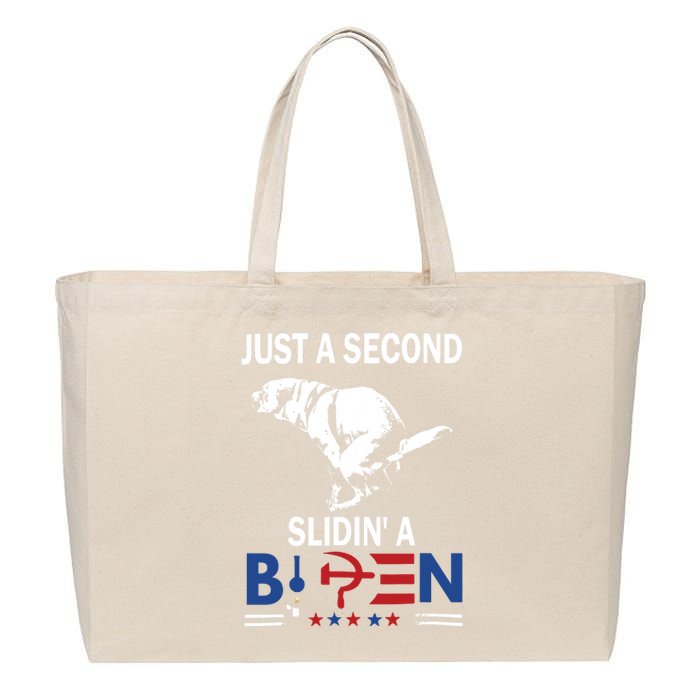 Just A Second Slidin A Biden Cotton Canvas Jumbo Tote