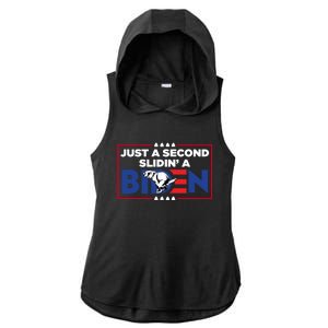 Just A Second Slidin' A Biden Funny Biden Ladies PosiCharge Tri-Blend Wicking Draft Hoodie Tank