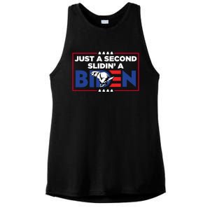 Just A Second Slidin' A Biden Funny Biden Ladies PosiCharge Tri-Blend Wicking Tank