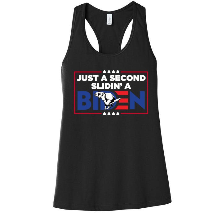 Just A Second Slidin' A Biden Funny Biden Women's Racerback Tank