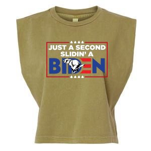 Just A Second Slidin' A Biden Funny Biden Garment-Dyed Women's Muscle Tee