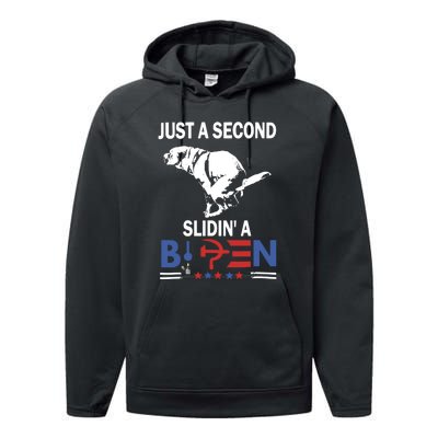 Just A Second Slidin A Biden Funny Dog Performance Fleece Hoodie