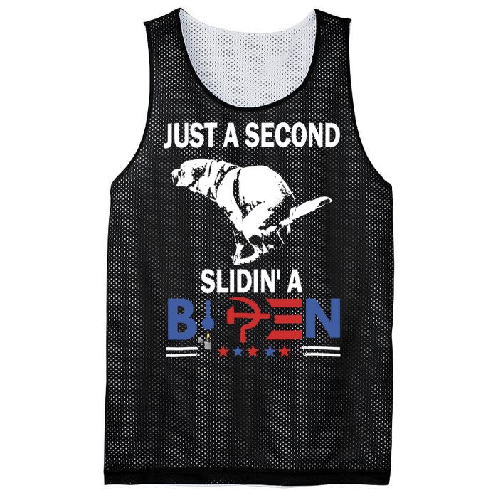 Just A Second Slidin A Biden Funny Dog Mesh Reversible Basketball Jersey Tank