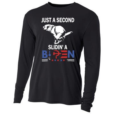 Just A Second Slidin A Biden Funny Dog Cooling Performance Long Sleeve Crew