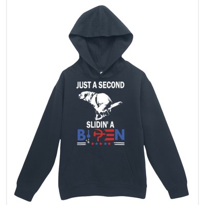 Just A Second Slidin A Biden Funny Dog Urban Pullover Hoodie