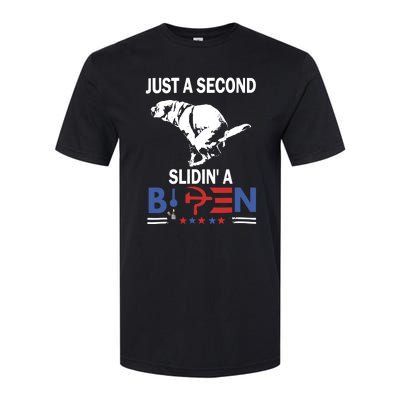 Just A Second Slidin A Biden Funny Dog Softstyle CVC T-Shirt