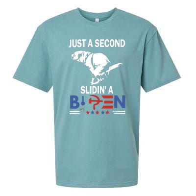 Just A Second Slidin A Biden Funny Dog Sueded Cloud Jersey T-Shirt