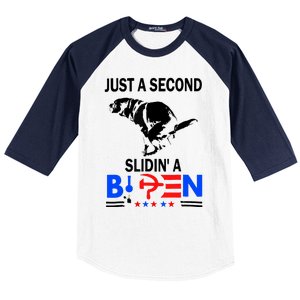 Just A Second Slidin A Biden Funny Joe Biden Anti Biden Baseball Sleeve Shirt