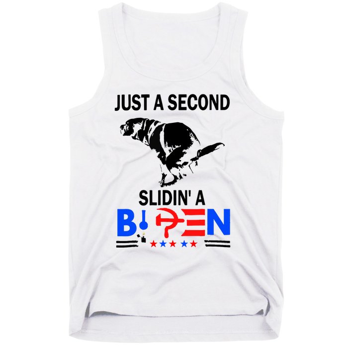 Just A Second Slidin A Biden Funny Joe Biden Anti Biden Tank Top