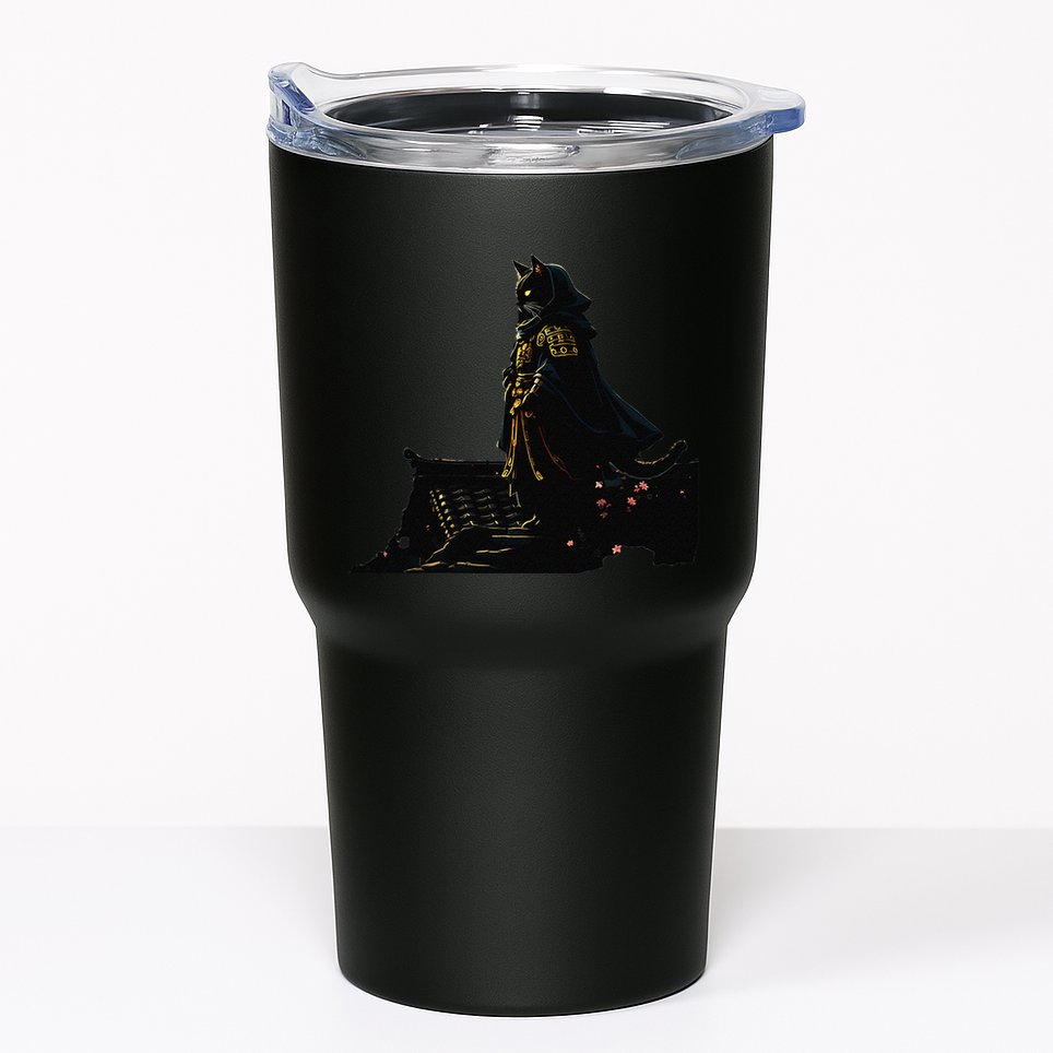 Japanese Anime Samurai Cat Ninja Cat Tattoo Cute Retro Tumbler