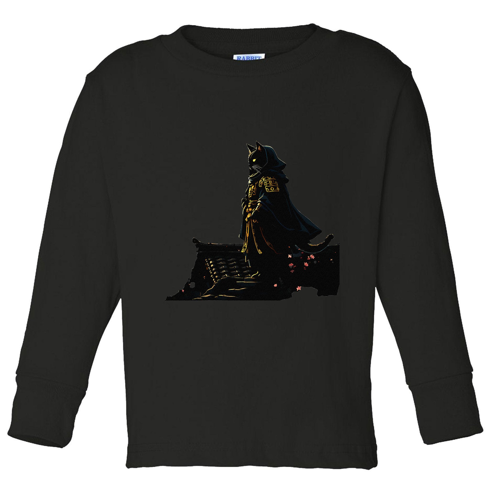 Japanese Anime Samurai Cat Ninja Cat Tattoo Cute Retro Toddler Long Sleeve Shirt