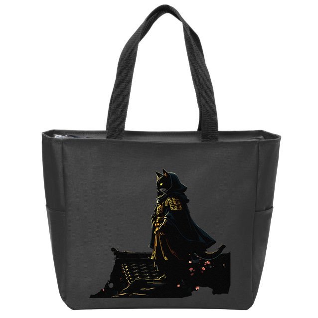Japanese Anime Samurai Cat Ninja Cat Tattoo Cute Retro Zip Tote Bag