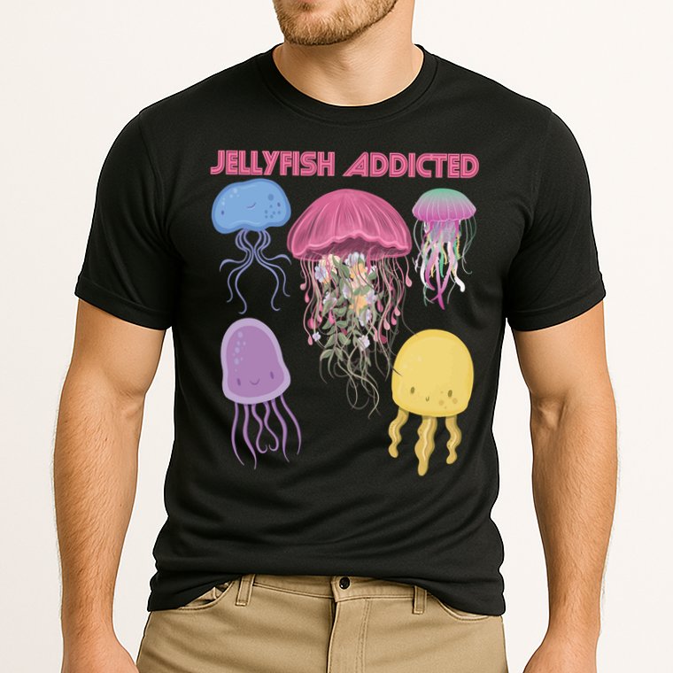 Jellyfish Addicted Sea Souvenir Ocean Life Underwater Fish Funny Gift Cooling Performance Crew T-Shirt