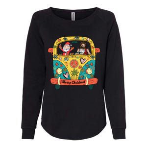 Jesus And Santa Claus Riding On Peace Van Merry Christmas Meaningful Gift Womens California Wash Sweatshirt