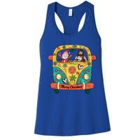 Jesus And Santa Claus Riding On Peace Van Merry Christmas Meaningful Gift Women's Racerback Tank