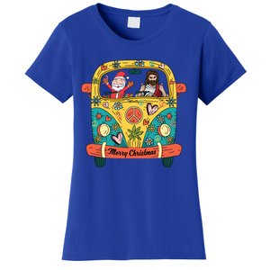 Jesus And Santa Claus Riding On Peace Van Merry Christmas Meaningful Gift Women's T-Shirt