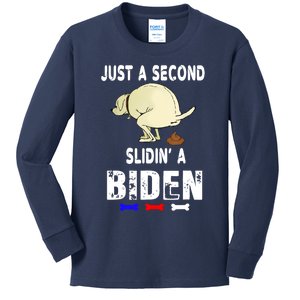 Just A Second SLiding' Funny Saying Biden President Kids Long Sleeve Shirt