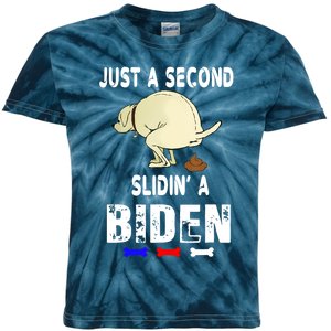 Just A Second SLiding' Funny Saying Biden President Kids Tie-Dye T-Shirt