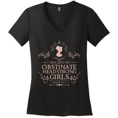 Jane Austen Society Of Obstinate Headstrong Women's V-Neck T-Shirt