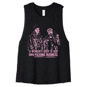 Jay And Silent Bob A WomanS Body Is Her Own Business Women's Racerback Cropped Tank