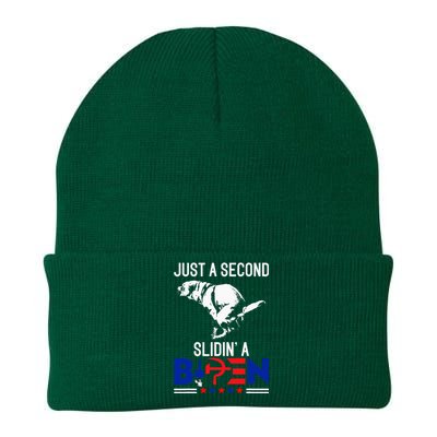 Just A Second Slidin A Biden Humour Biden Knit Cap Winter Beanie