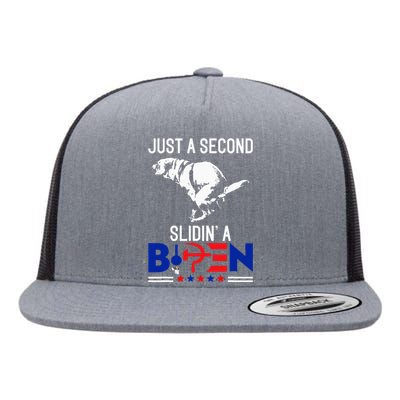 Just A Second Slidin A Biden Humour Biden Flat Bill Trucker Hat