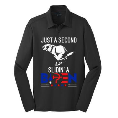 Just A Second Slidin A Biden Humour Biden Silk Touch Performance Long Sleeve Polo