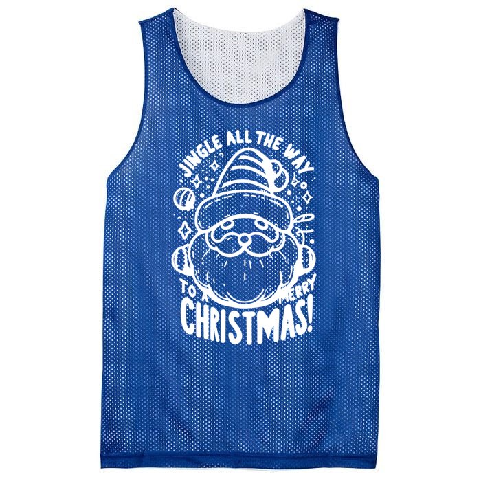 Jingle All The Way To A Merry Christmas! Santa Claus Holiday Cute Gift Mesh Reversible Basketball Jersey Tank