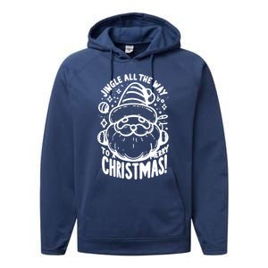 Jingle All The Way To A Merry Christmas! Santa Claus Holiday Cute Gift Performance Fleece Hoodie