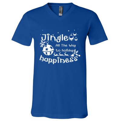 Jingle All The Way To Holiday Happiness Cute Gift V-Neck T-Shirt