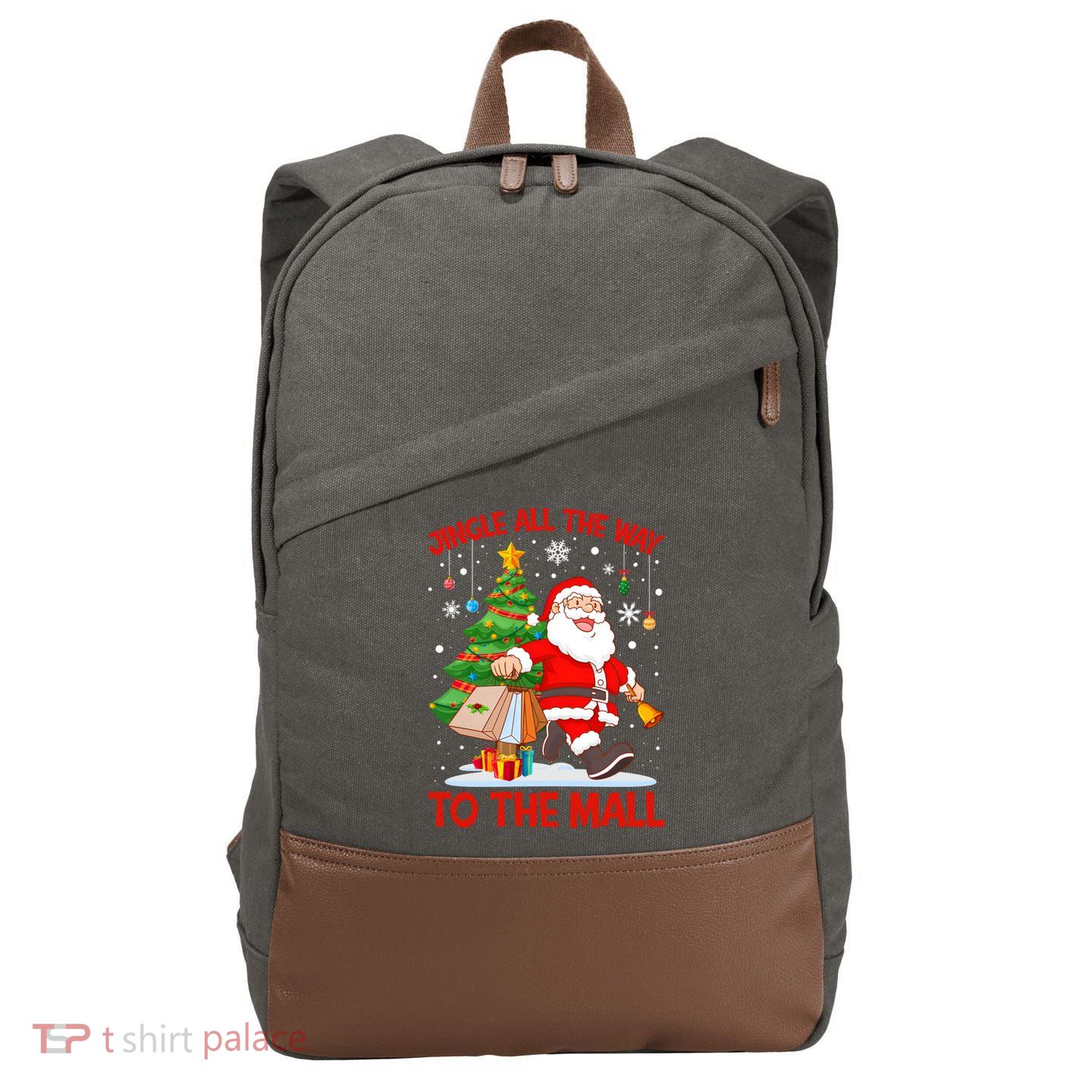 Jingle All The Way To The Mall Christmas Shopping Funny Funny Gift Cotton Canvas Backpack