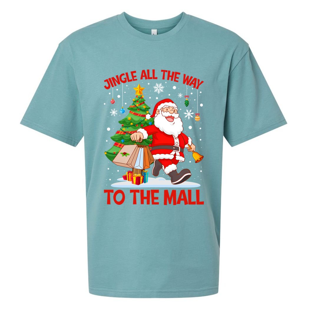 Jingle All The Way To The Mall Christmas Shopping Funny Funny Gift Sueded Cloud Jersey T-Shirt