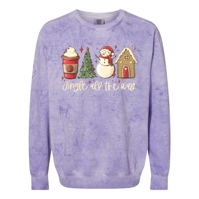 Jingle All The Way Christmas Snowman Colorblast Crewneck Sweatshirt