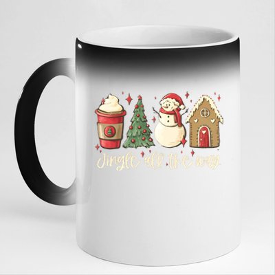 Jingle All The Way Christmas Snowman 11oz Black Color Changing Mug