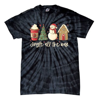 Jingle All The Way Christmas Snowman Tie-Dye T-Shirt