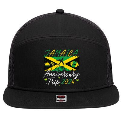 Jamaica Anniversary Trip 2024 Couple Summer Vacation Trip 7 Panel Mesh Trucker Snapback Hat