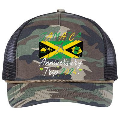 Jamaica Anniversary Trip 2024 Couple Summer Vacation Trip Retro Rope Trucker Hat Cap