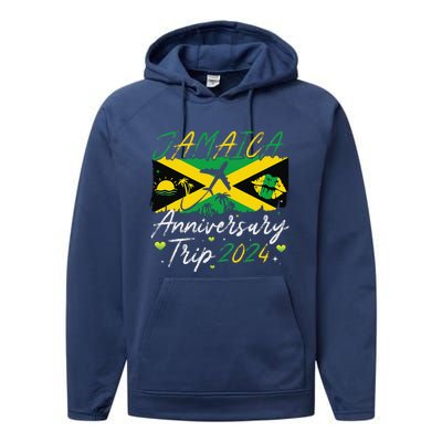 Jamaica Anniversary Trip 2024 Couple Summer Vacation Trip Performance Fleece Hoodie