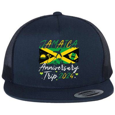 Jamaica Anniversary Trip 2024 Couple Summer Vacation Trip Flat Bill Trucker Hat